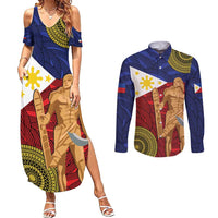 Philippines National Flag Day 28 May Couples Matching Summer Maxi Dress and Long Sleeve Button Shirt Lapu-Lapu King