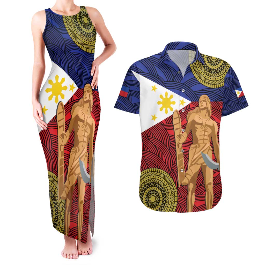 Philippines National Flag Day 28 May Couples Matching Tank Maxi Dress and Hawaiian Shirt Lapu-Lapu King