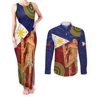 Philippines National Flag Day 28 May Couples Matching Tank Maxi Dress and Long Sleeve Button Shirt Lapu-Lapu King