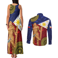 Philippines National Flag Day 28 May Couples Matching Tank Maxi Dress and Long Sleeve Button Shirt Lapu-Lapu King