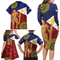 Philippines National Flag Day 28 May Family Matching Long Sleeve Bodycon Dress and Hawaiian Shirt Lapu-Lapu King