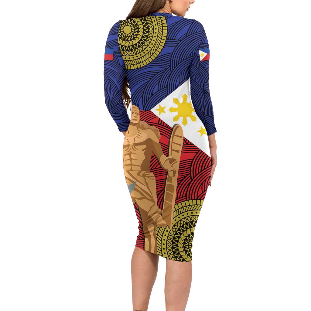 Philippines National Flag Day 28 May Family Matching Long Sleeve Bodycon Dress and Hawaiian Shirt Lapu-Lapu King