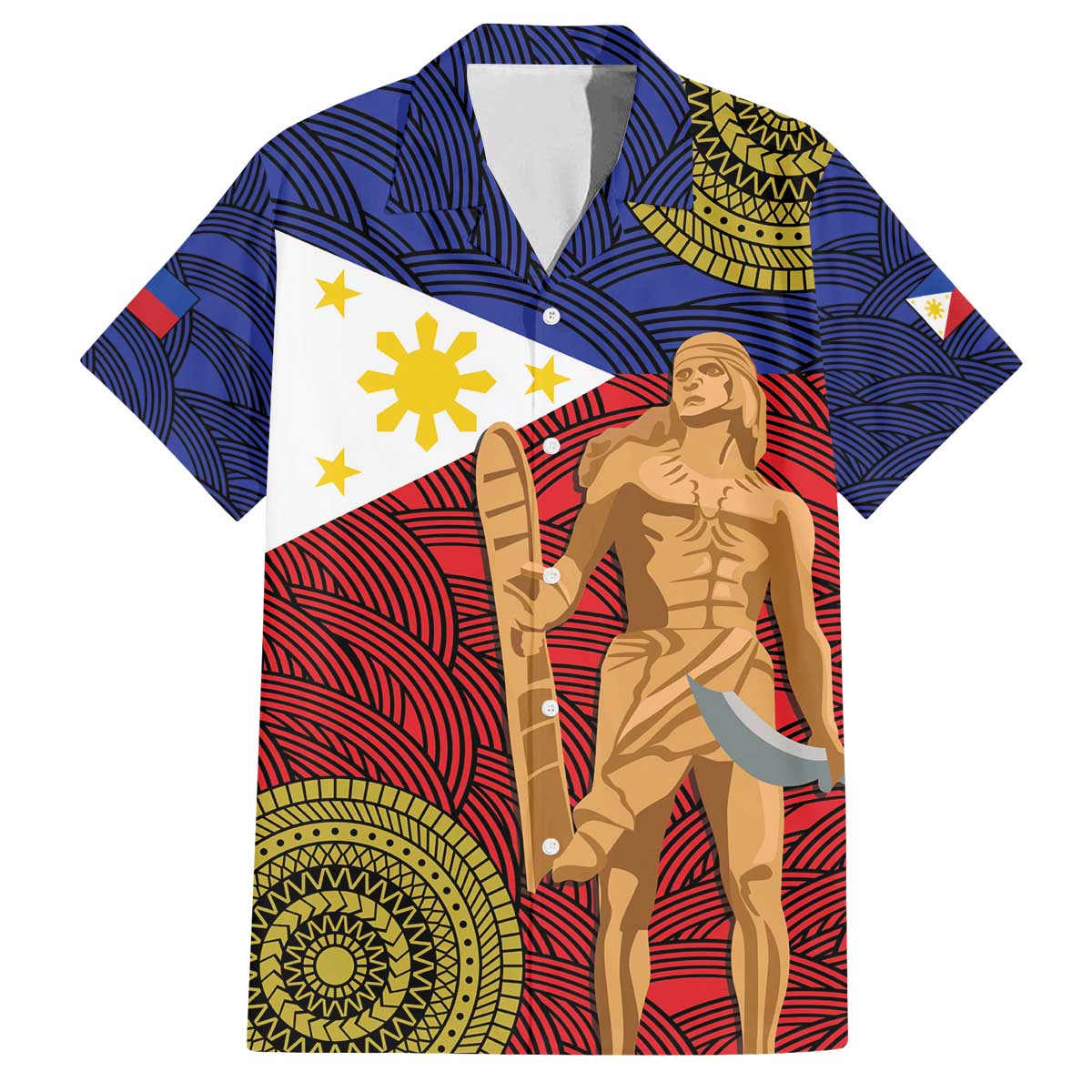 Philippines National Flag Day 28 May Family Matching Off The Shoulder Long Sleeve Dress and Hawaiian Shirt Lapu-Lapu King