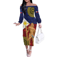 Philippines National Flag Day 28 May Family Matching Off The Shoulder Long Sleeve Dress and Hawaiian Shirt Lapu-Lapu King