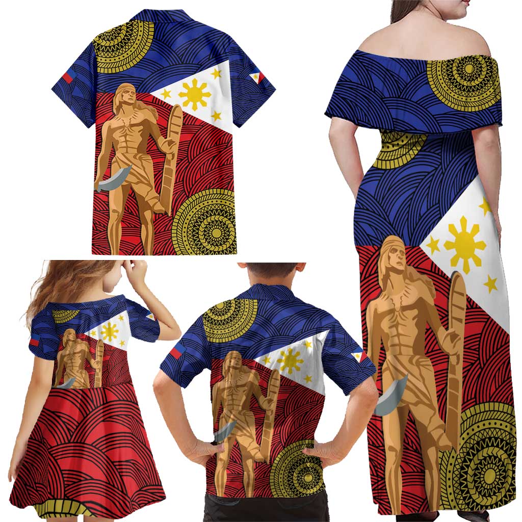 Philippines National Flag Day 28 May Family Matching Off Shoulder Maxi Dress and Hawaiian Shirt Lapu-Lapu King