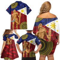 Philippines National Flag Day 28 May Family Matching Off Shoulder Short Dress and Hawaiian Shirt Lapu-Lapu King