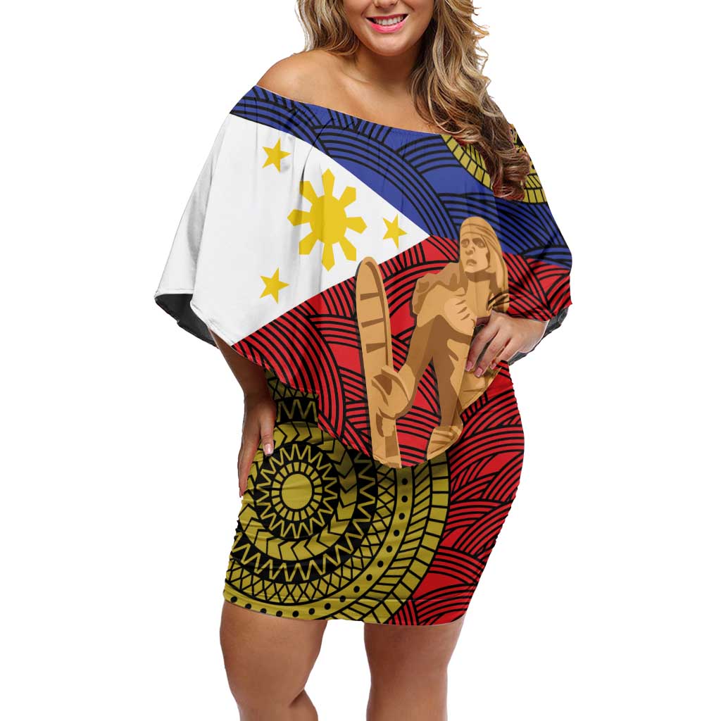 Philippines National Flag Day 28 May Family Matching Off Shoulder Short Dress and Hawaiian Shirt Lapu-Lapu King
