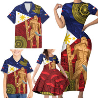 Philippines National Flag Day 28 May Family Matching Short Sleeve Bodycon Dress and Hawaiian Shirt Lapu-Lapu King
