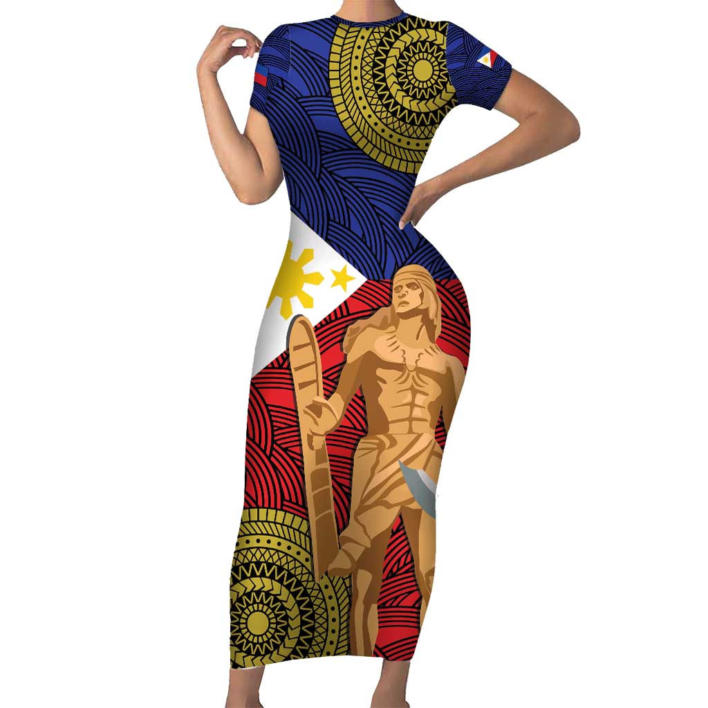 Philippines National Flag Day 28 May Family Matching Short Sleeve Bodycon Dress and Hawaiian Shirt Lapu-Lapu King