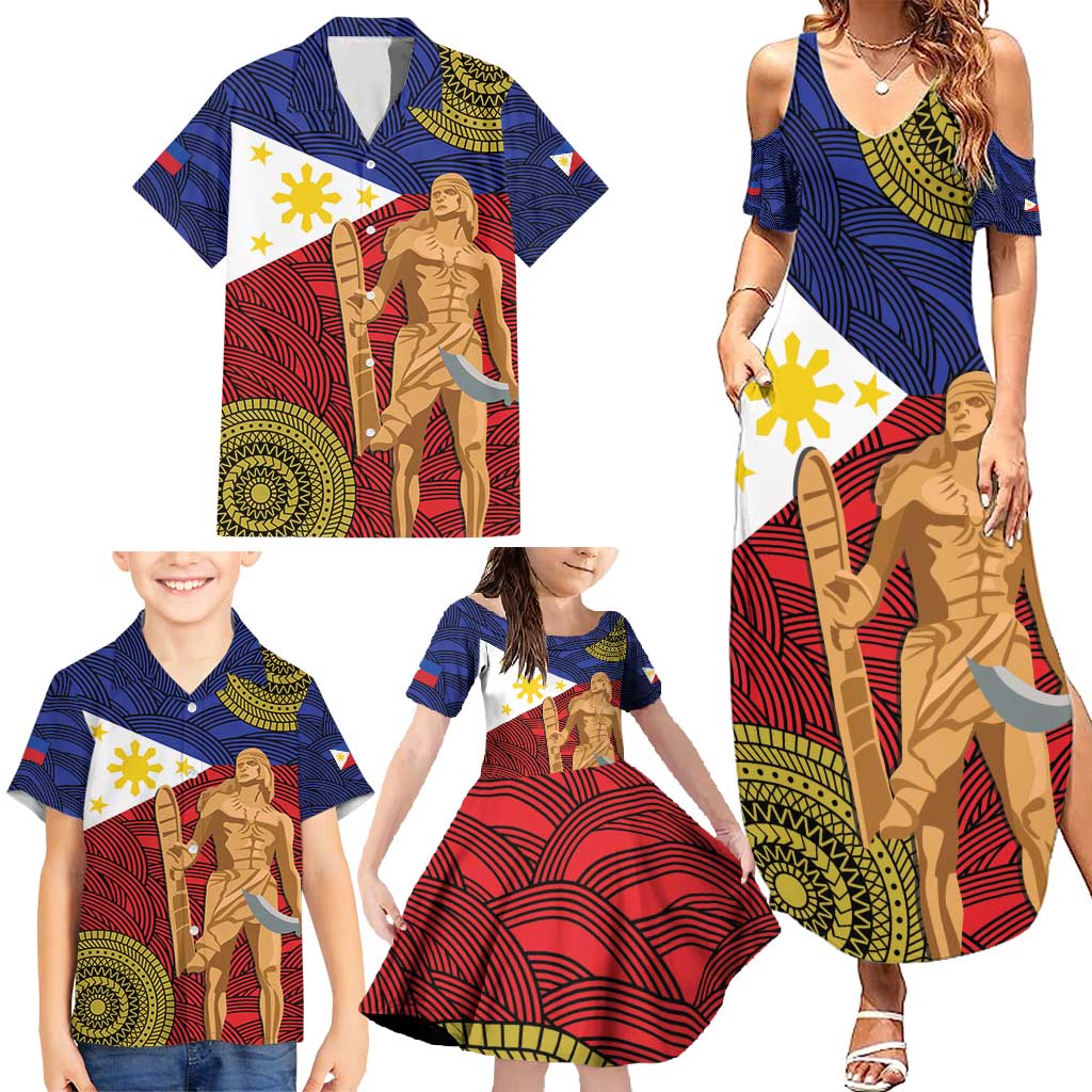 Philippines National Flag Day 28 May Family Matching Summer Maxi Dress and Hawaiian Shirt Lapu-Lapu King