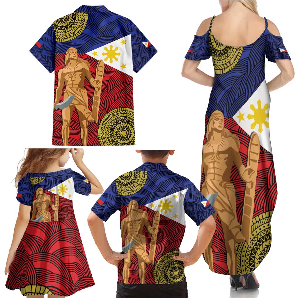 Philippines National Flag Day 28 May Family Matching Summer Maxi Dress and Hawaiian Shirt Lapu-Lapu King