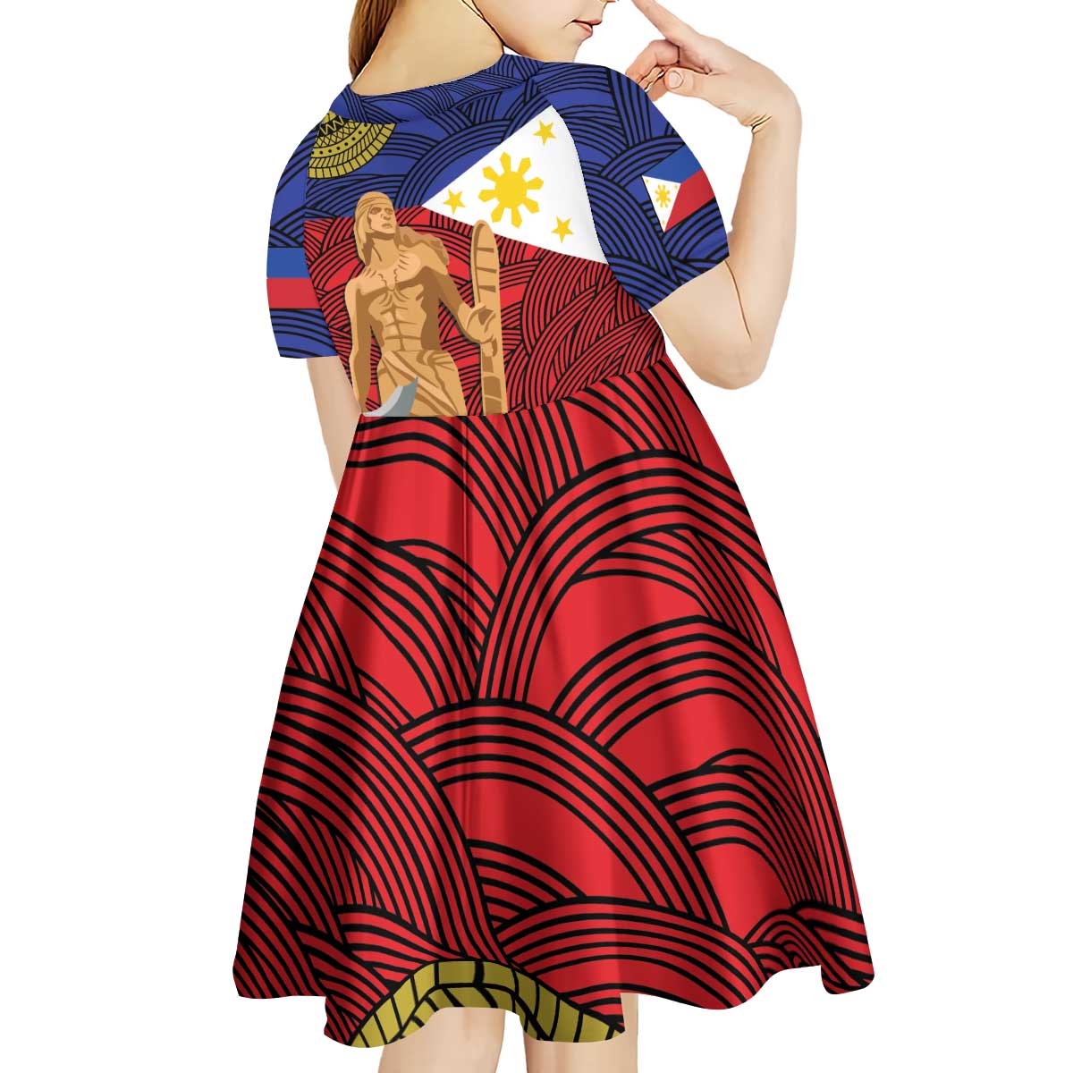 Philippines National Flag Day 28 May Kid Short Sleeve Dress Lapu-Lapu King