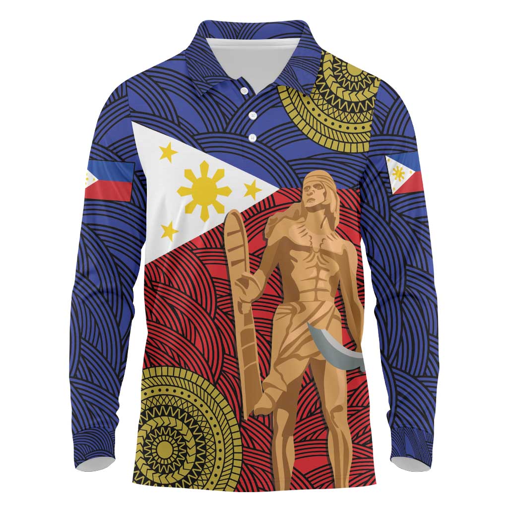 Philippines National Flag Day 28 May Long Sleeve Polo Shirt Lapu-Lapu King