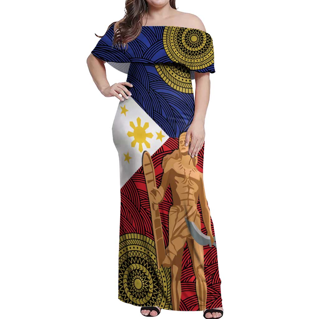 Philippines National Flag Day 28 May Off Shoulder Maxi Dress Lapu-Lapu King