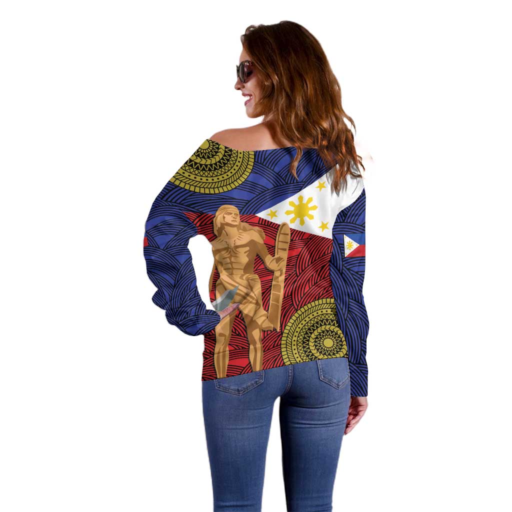 Philippines National Flag Day 28 May Off Shoulder Sweater Lapu-Lapu King
