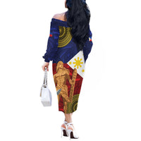 Philippines National Flag Day 28 May Off The Shoulder Long Sleeve Dress Lapu-Lapu King