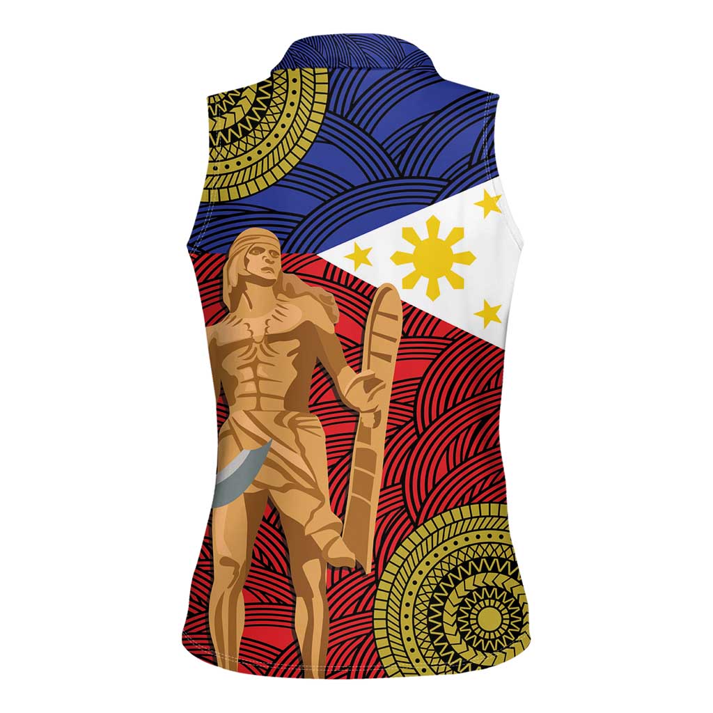 Philippines National Flag Day 28 May Women Sleeveless Polo Shirt Lapu-Lapu King