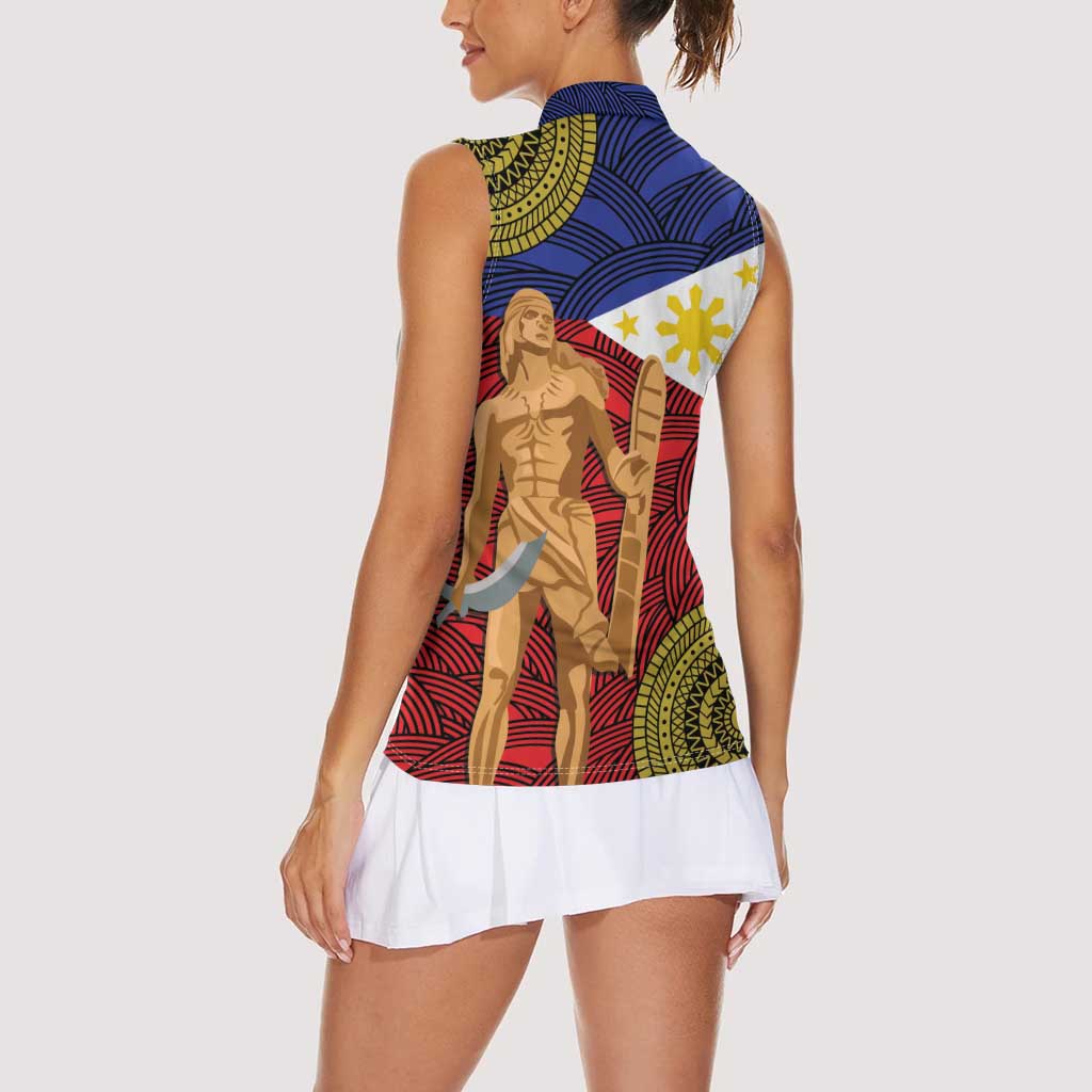Philippines National Flag Day 28 May Women Sleeveless Polo Shirt Lapu-Lapu King