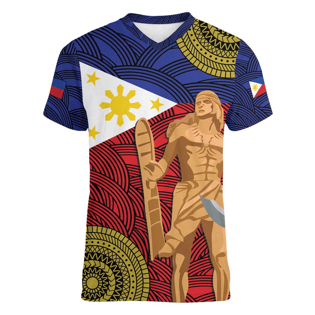 Philippines National Flag Day 28 May Women V-Neck T-Shirt Lapu-Lapu King