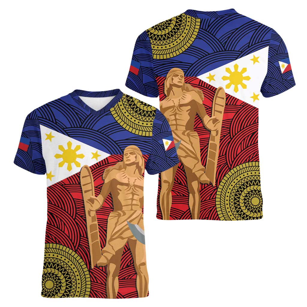 Philippines National Flag Day 28 May Women V-Neck T-Shirt Lapu-Lapu King