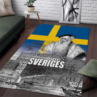 Sweden Sveriges Nationaldag Area Rug King Gustav Vasa with Stockholm Slott
