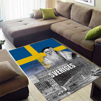 Sweden Sveriges Nationaldag Area Rug King Gustav Vasa with Stockholm Slott