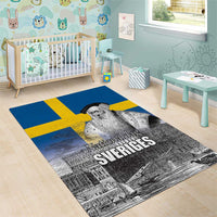 Sweden Sveriges Nationaldag Area Rug King Gustav Vasa with Stockholm Slott