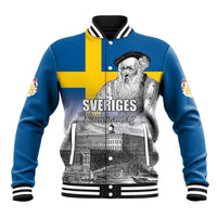 Sweden Sveriges Nationaldag Baseball Jacket King Gustav Vasa with Stockholm Slott
