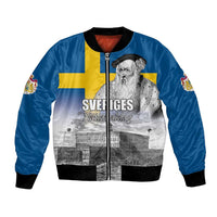 Sweden Sveriges Nationaldag Bomber Jacket King Gustav Vasa with Stockholm Slott