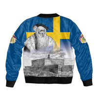 Sweden Sveriges Nationaldag Bomber Jacket King Gustav Vasa with Stockholm Slott