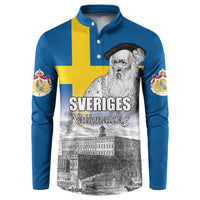 Sweden Sveriges Nationaldag Button Sweatshirt King Gustav Vasa with Stockholm Slott