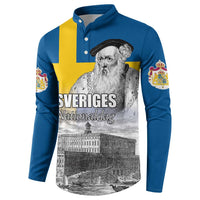 Sweden Sveriges Nationaldag Button Sweatshirt King Gustav Vasa with Stockholm Slott