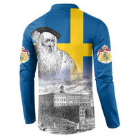 Sweden Sveriges Nationaldag Button Sweatshirt King Gustav Vasa with Stockholm Slott