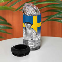 Sweden Sveriges Nationaldag 4 in 1 Can Cooler Tumbler King Gustav Vasa with Stockholm Slott