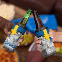 Sweden Sveriges Nationaldag 4 in 1 Can Cooler Tumbler King Gustav Vasa with Stockholm Slott