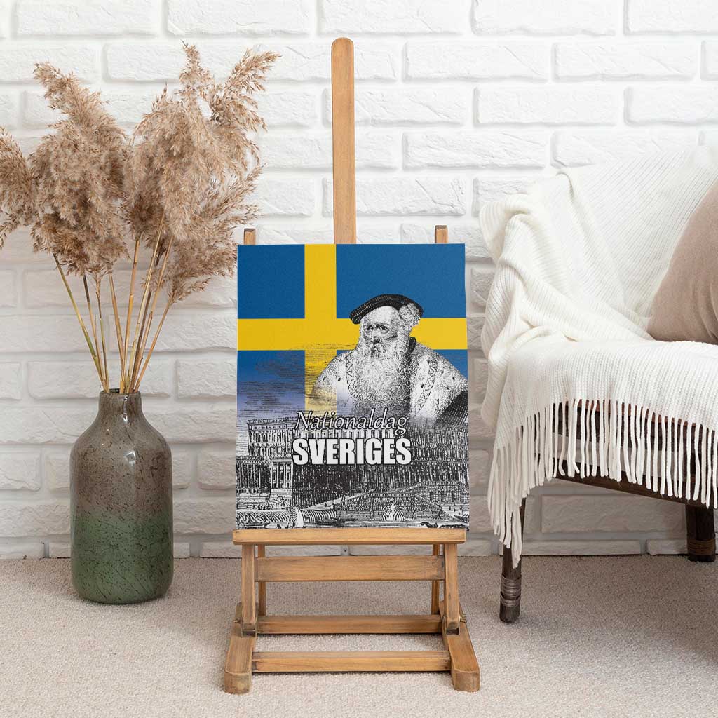 Sweden Sveriges Nationaldag Canvas Wall Art King Gustav Vasa with Stockholm Slott