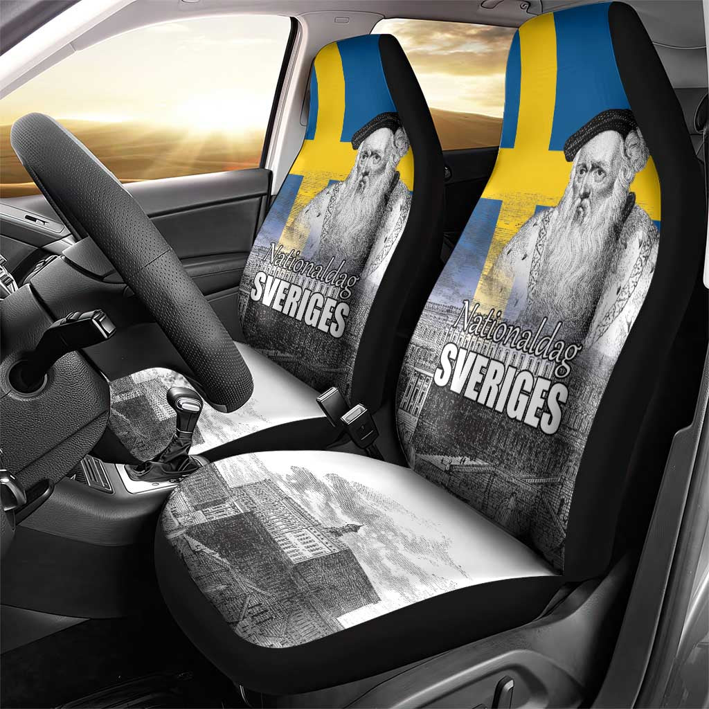 Sweden Sveriges Nationaldag Car Seat Cover King Gustav Vasa with Stockholm Slott
