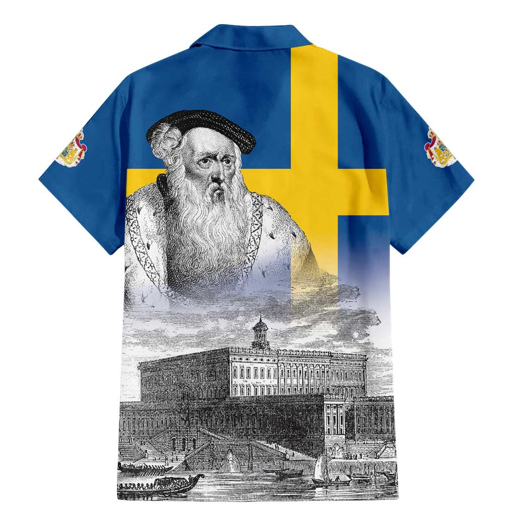 Sweden Sveriges Nationaldag Family Matching Mermaid Dress and Hawaiian Shirt King Gustav Vasa with Stockholm Slott
