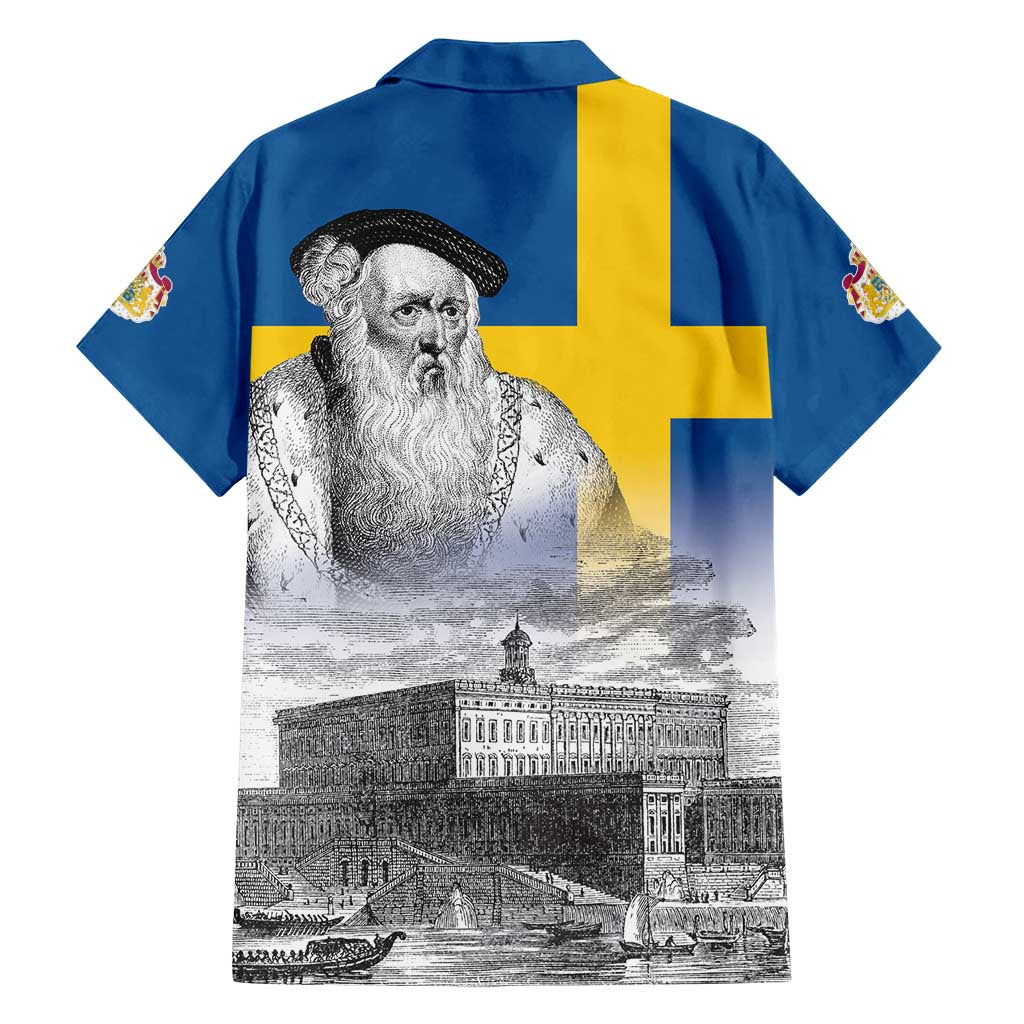 Sweden Sveriges Nationaldag Family Matching Puletasi and Hawaiian Shirt King Gustav Vasa with Stockholm Slott