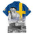 Sweden Sveriges Nationaldag Family Matching Summer Maxi Dress and Hawaiian Shirt King Gustav Vasa with Stockholm Slott
