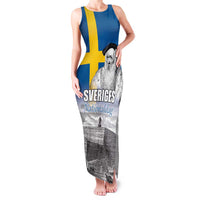 Sweden Sveriges Nationaldag Family Matching Tank Maxi Dress and Hawaiian Shirt King Gustav Vasa with Stockholm Slott