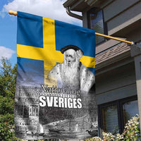 Sweden Sveriges Nationaldag Garden Flag King Gustav Vasa with Stockholm Slott