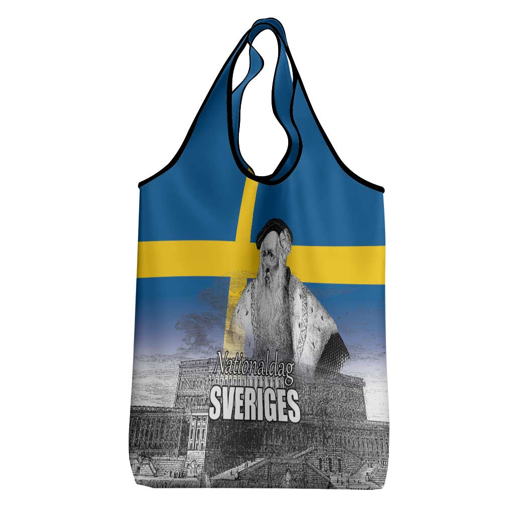 Sweden Sveriges Nationaldag Grocery Bag King Gustav Vasa with Stockholm Slott