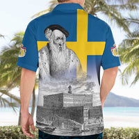 Sweden Sveriges Nationaldag Hawaiian Shirt King Gustav Vasa with Stockholm Slott