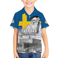 Sweden Sveriges Nationaldag Hawaiian Shirt King Gustav Vasa with Stockholm Slott