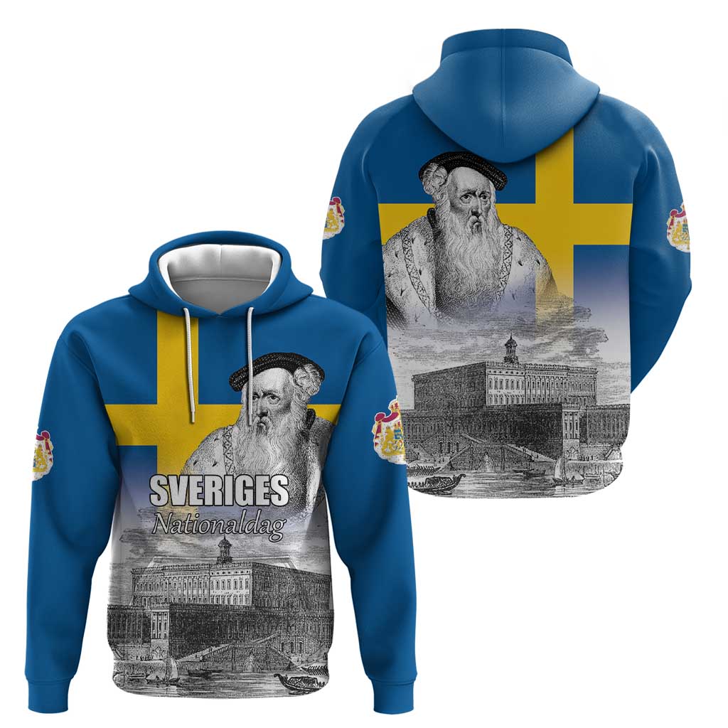 Sweden Sveriges Nationaldag Hoodie King Gustav Vasa with Stockholm Slott