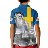 Sweden Sveriges Nationaldag Kid Polo Shirt King Gustav Vasa with Stockholm Slott