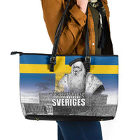 Sweden Sveriges Nationaldag Leather Tote Bag King Gustav Vasa with Stockholm Slott