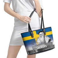 Sweden Sveriges Nationaldag Leather Tote Bag King Gustav Vasa with Stockholm Slott