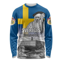 Sweden Sveriges Nationaldag Long Sleeve Shirt King Gustav Vasa with Stockholm Slott